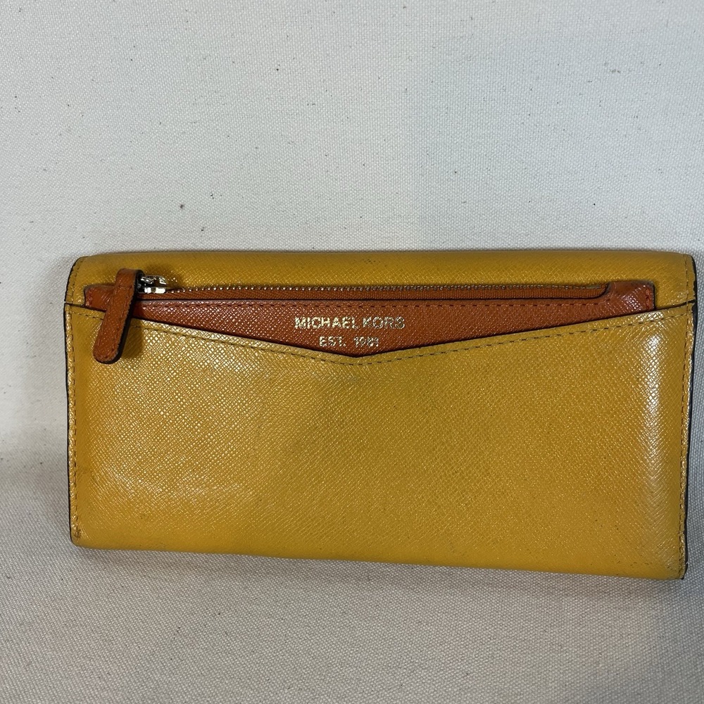 Michael Kors Yellow, Orange and White Classic Double Wallet - Picture 3 of 6